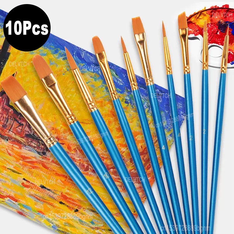 Model Kit Acrylic Paint - 10Pcs/Set Nylon Hair Painting Brush For