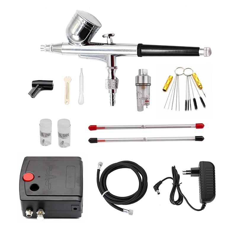 Airbrush Compressor Kit - Dual-Action Spray Gun Airbrush with Compressor