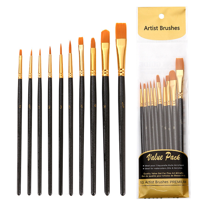 Model Kit Acrylic Paint - 10Pcs Professional Nylon Artist Paint Brush