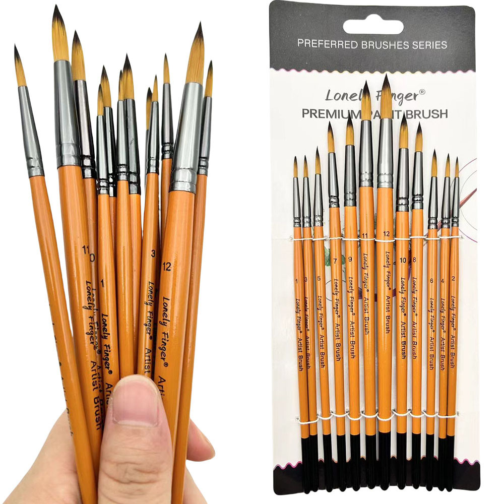 Model Kit Acrylic Paint - 12pcs Professional Artist Painting Brush Oil