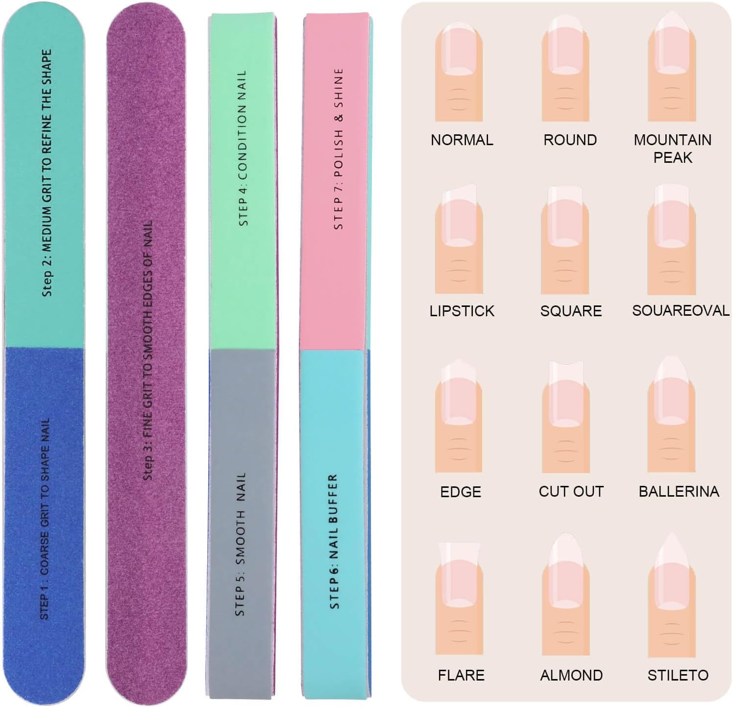 1/5Pcs Nail File Seven Sided P - огляд і ціна Sanding Stick Set