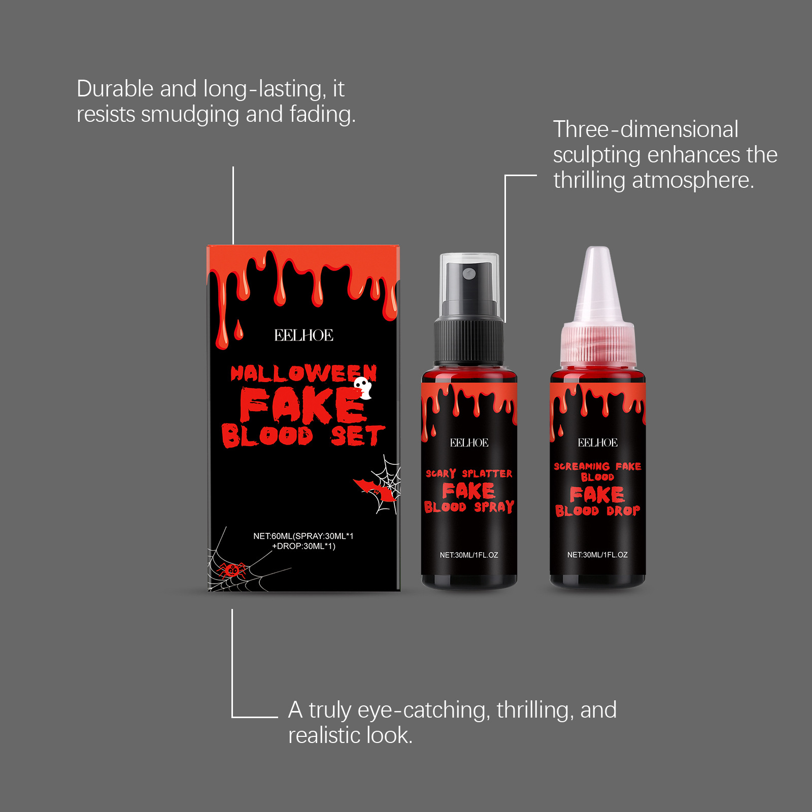 3PCS Halloween Fake Blood Set  - огляд і ціна Wash Effect Set