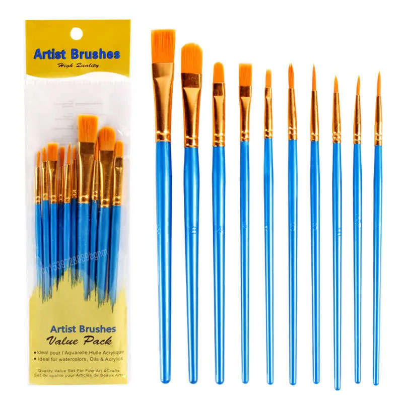 10Pcs/Set Nylon Hair Painting  - огляд і ціна Model Kit Acrylic Paint