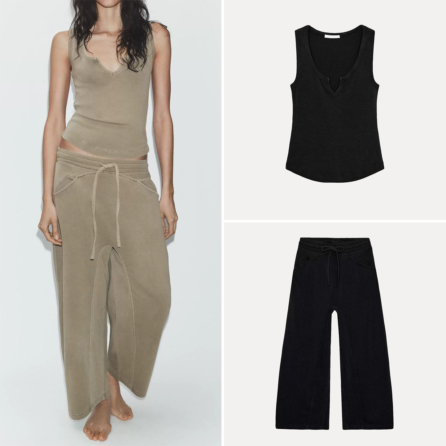 Women's round Neck Sleeveless  - огляд і ціна Wash Effect Set