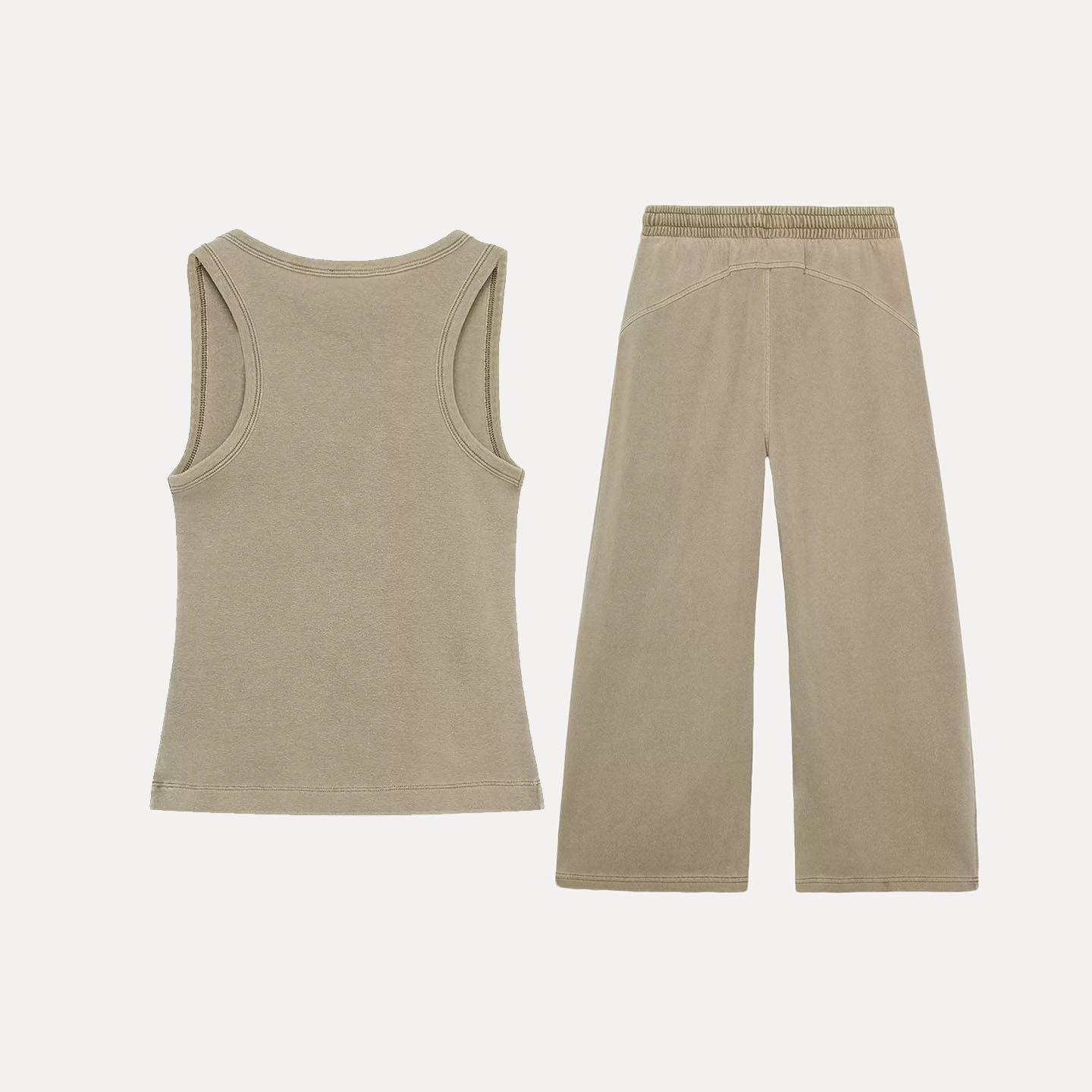 Women's round Neck Sleeveless  - огляд і ціна Wash Effect Set